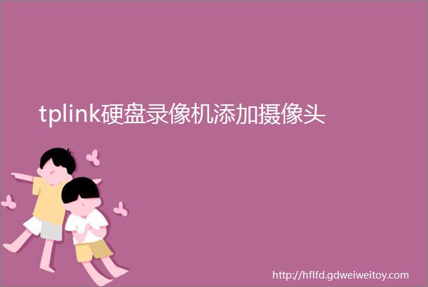 tplink硬盘录像机添加摄像头